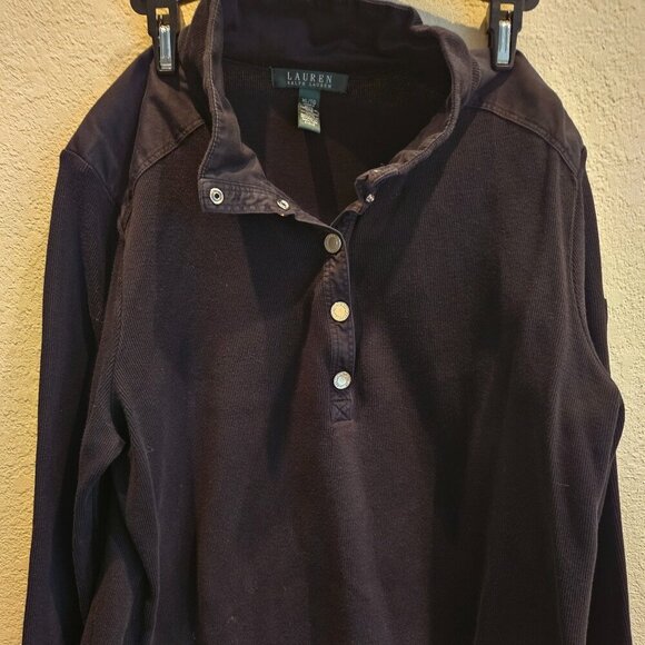 Black Lauren Ralph Lauren Long Sleeve Winter Wardrobe Layering Logo Top XL - Picture 5 of 5